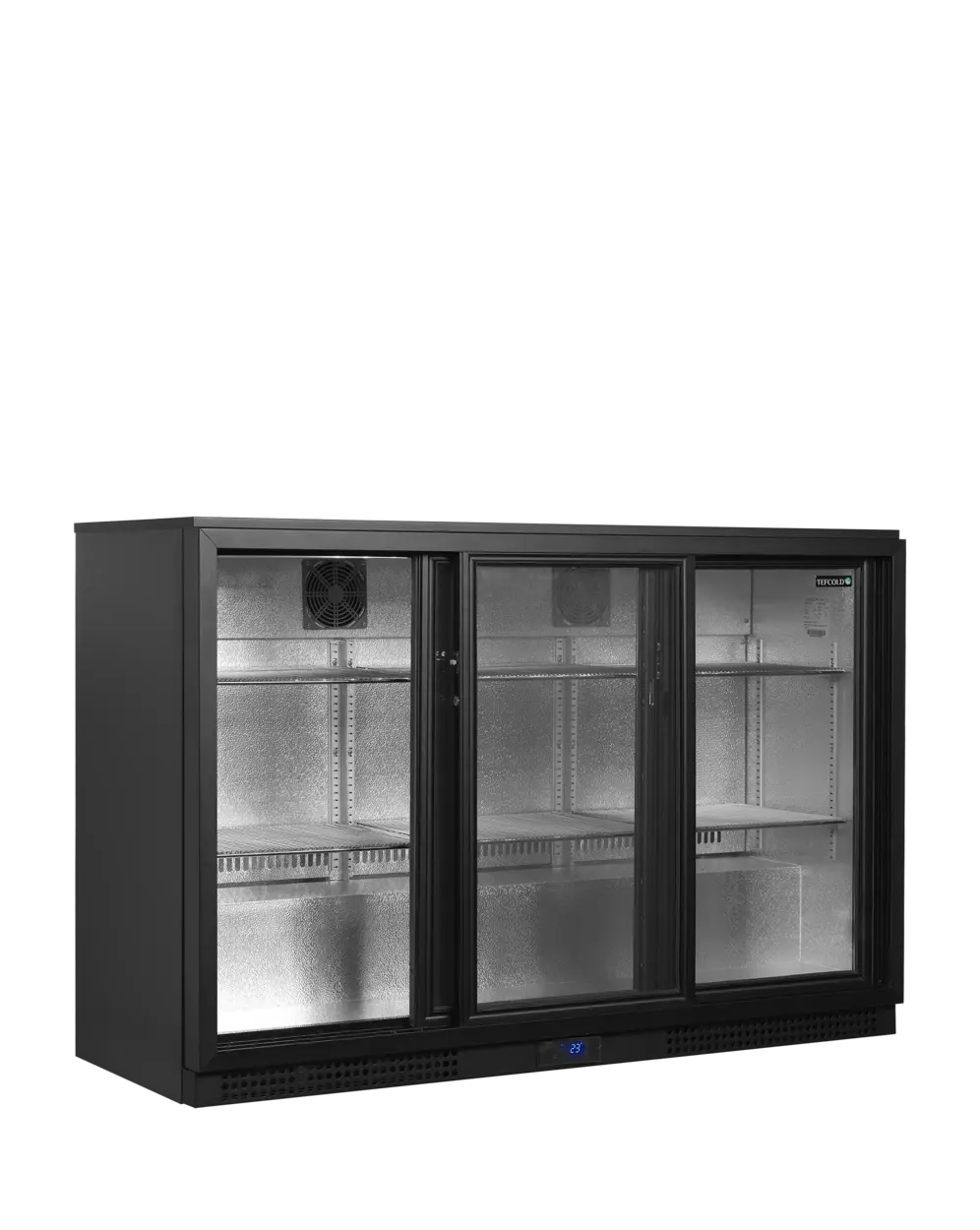 TEFCOLD BA30S-3 Barkyl 311 L, ytterligare invändig vy som visar hyllor med flaskor