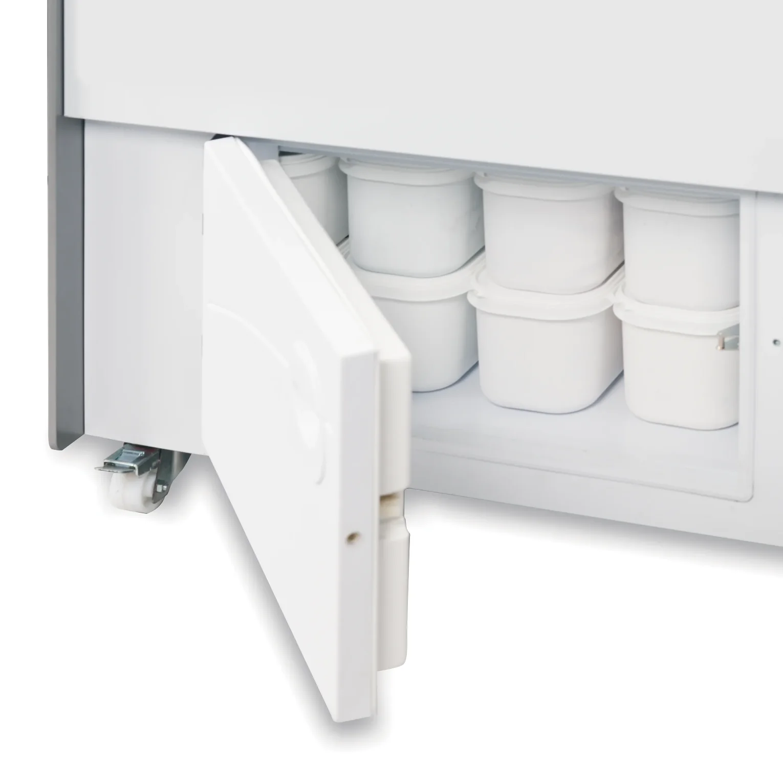 TEFCOLD BERMUDA RV10 Glassfrys 300 L, närbild på fötter eller nedre del av produkten