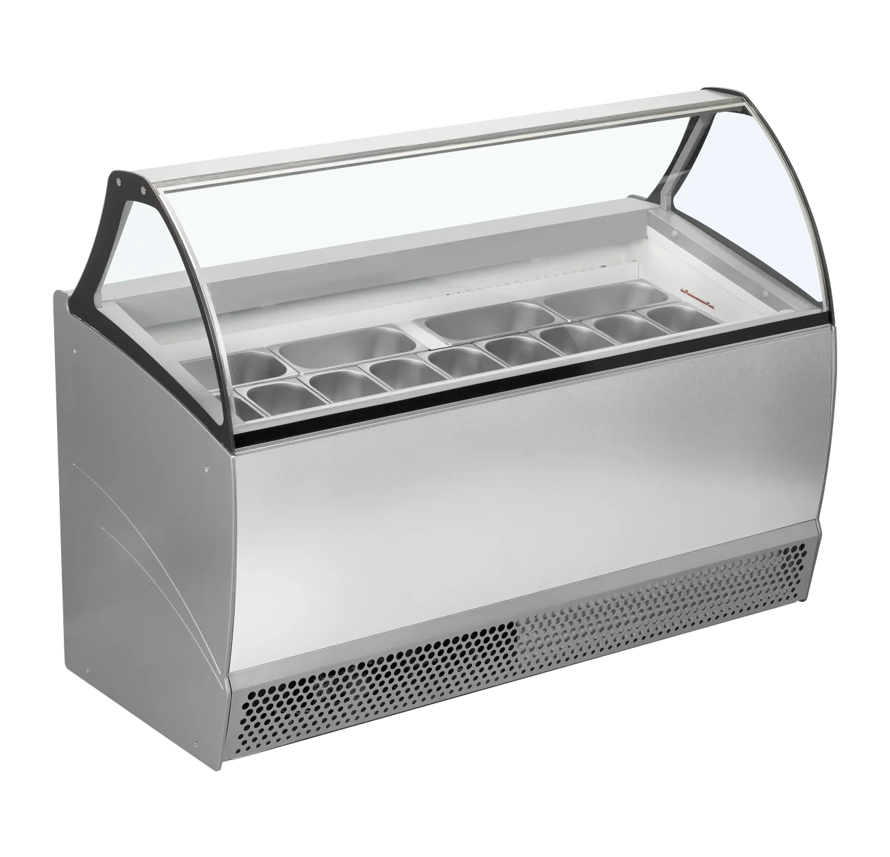 TEFCOLD BERMUDA RV13 Glassfrys 395 L, sedd rakt framifrån mot vit bakgrund