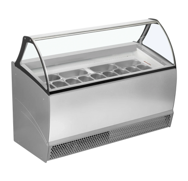 TEFCOLD BERMUDA RV13 Glassfrys 395 L, sedd rakt framifrån mot vit bakgrund