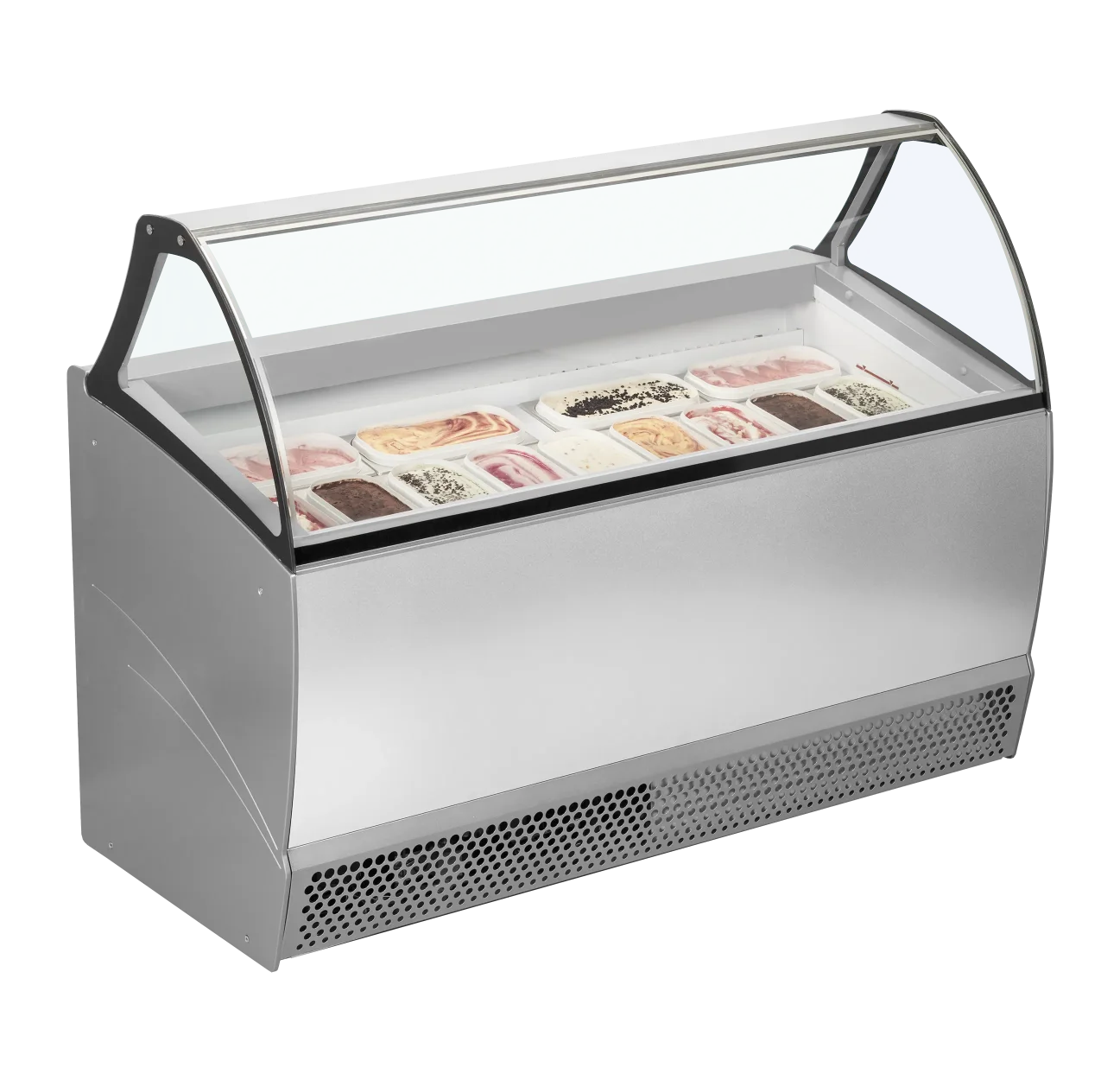 TEFCOLD BERMUDA RV13 Glassfrys 395 L, närbild med fokus på lådor med glass