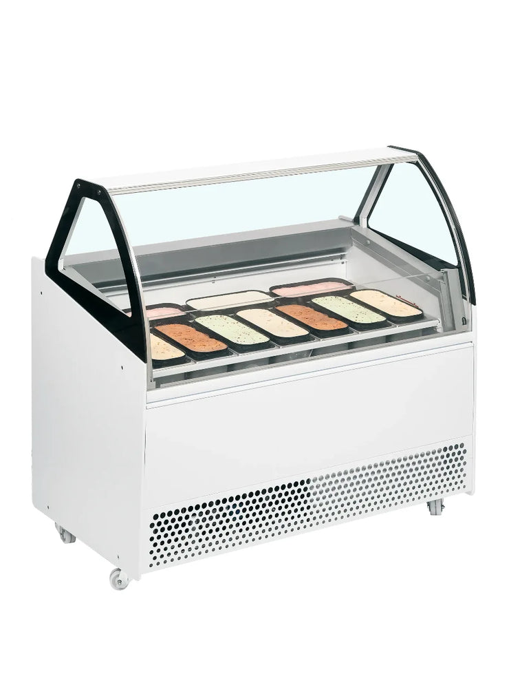 TEFCOLD BERMUDA VIEW RV10 Glassdisk 300 L, sedd från sidan mot vit bakgrund