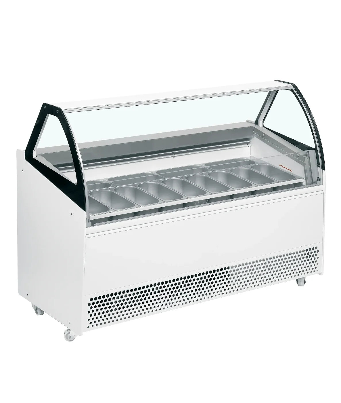 TEFCOLD BERMUDA VIEW RV13 Glassfrys 395 L, sedd rakt framifrån mot vit bakgrund