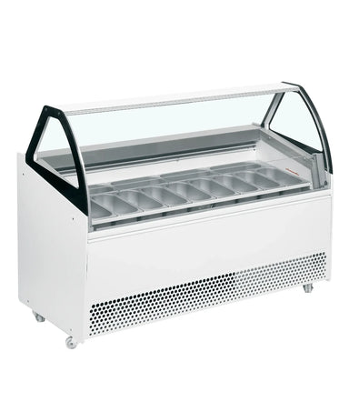 TEFCOLD BERMUDA VIEW RV13 Glassfrys 395 L, sedd rakt framifrån mot vit bakgrund