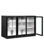 TEFCOLD DB301H-3 Barkyl 300 L, ytterligare invändig vy som visar hyllor med flaskor