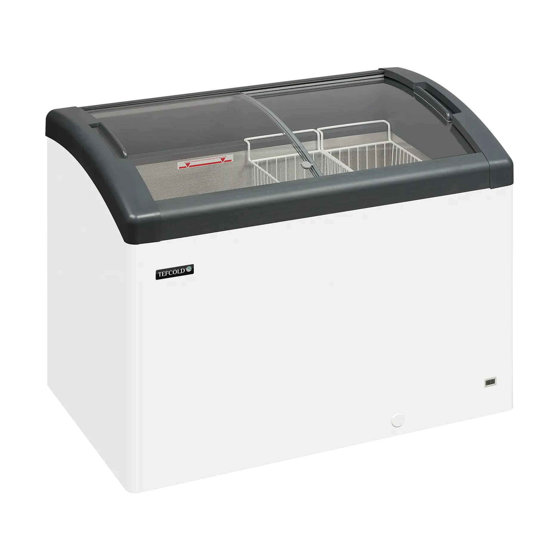 TEFCOLD FOCUS 106 Frysbox 270 L, sedd rakt framifrån mot vit bakgrund