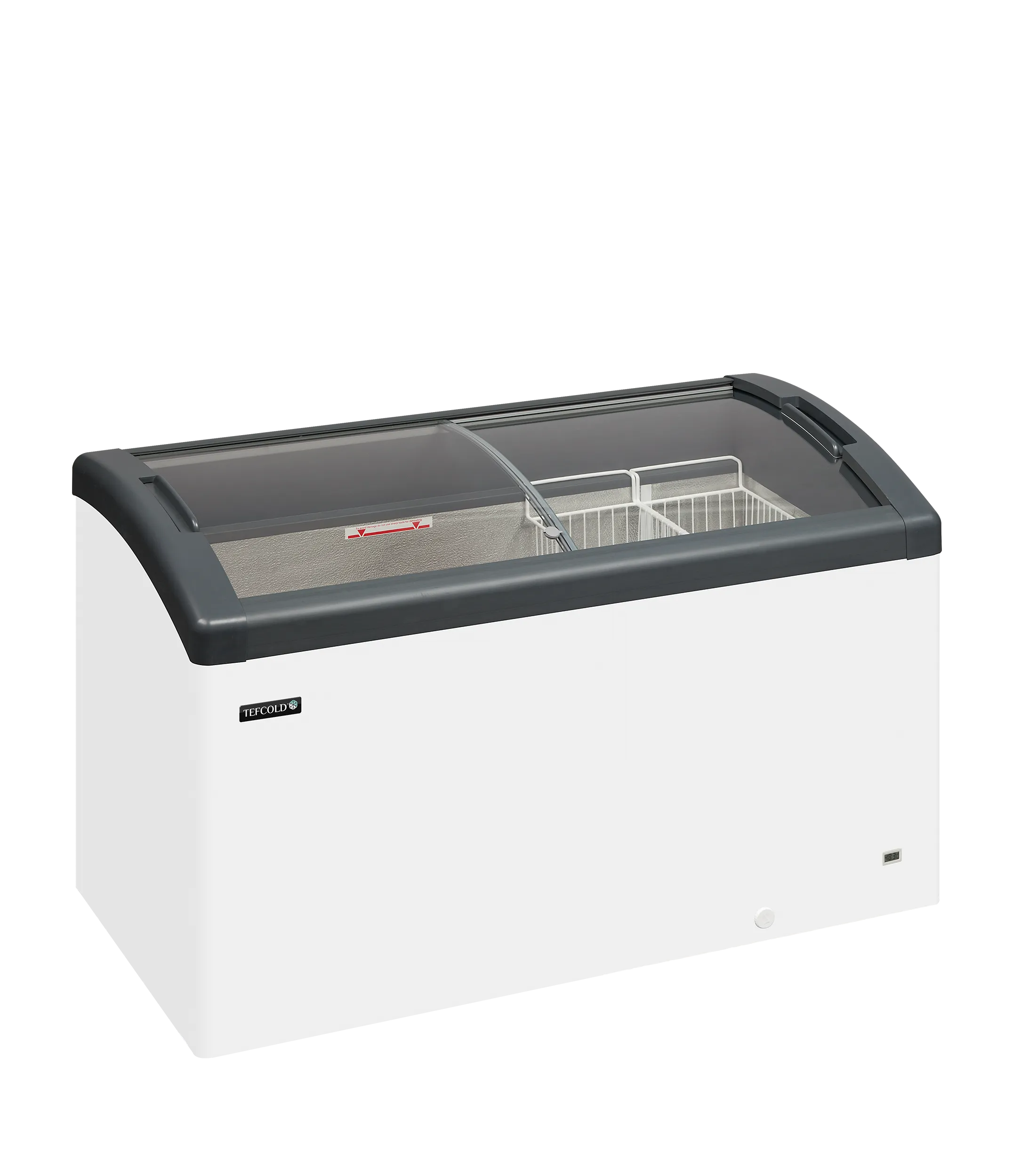 TEFCOLD FOCUS 131 Frysbox 352 L, sedd rakt framifrån mot vit bakgrund