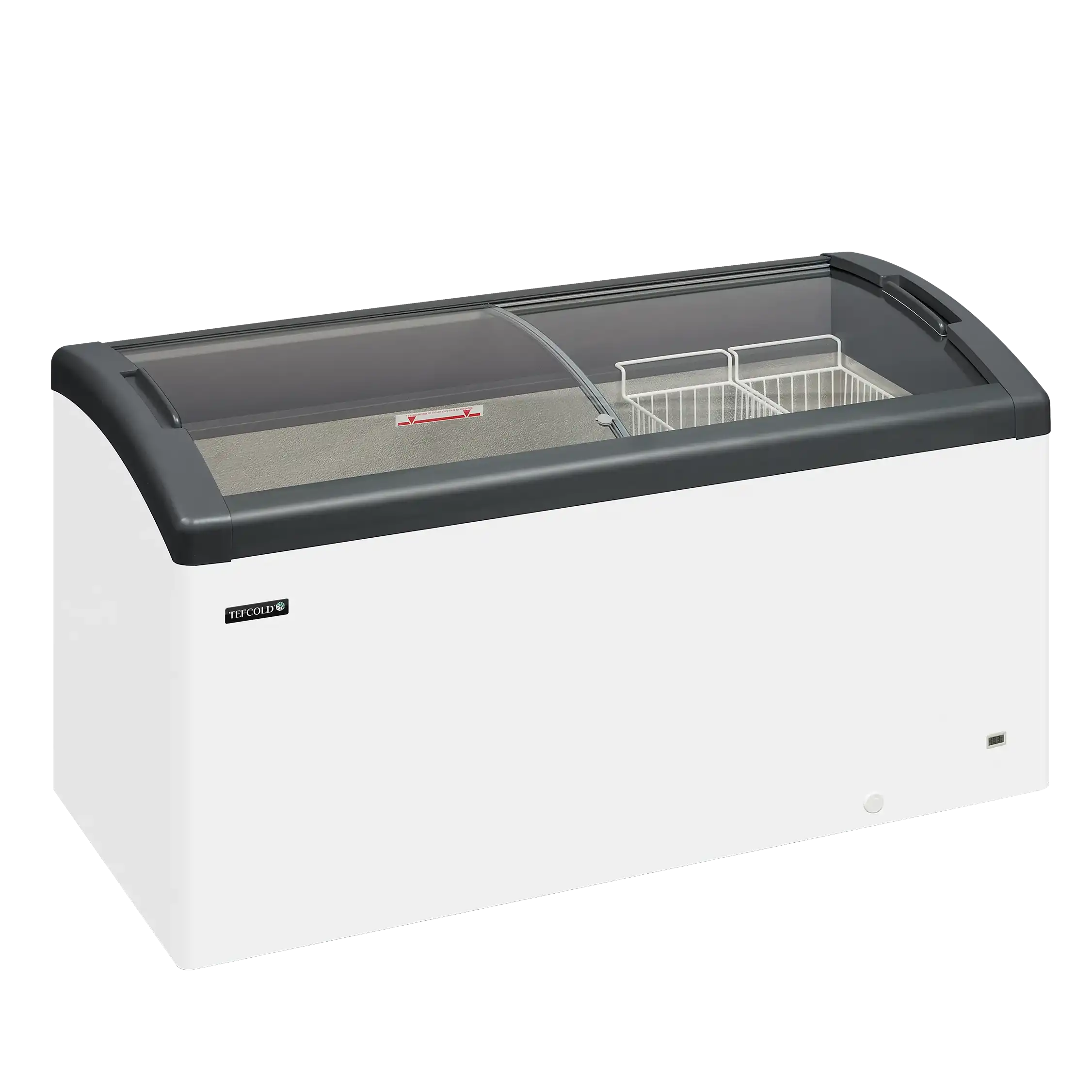 TEFCOLD FOCUS 151 Frysbox 418 L, sedd rakt framifrån mot vit bakgrund