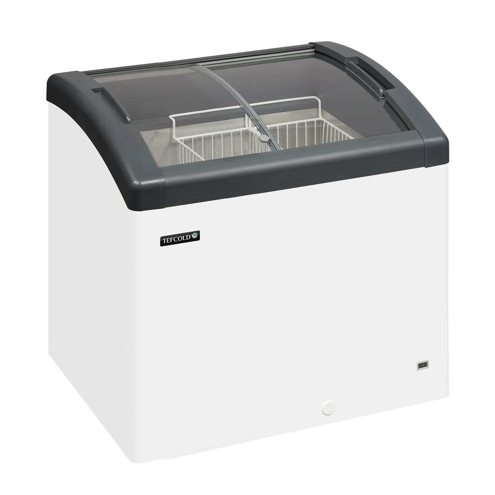 TEFCOLD FOCUS 73 Frysbox 161 L, sedd rakt framifrån mot vit bakgrund