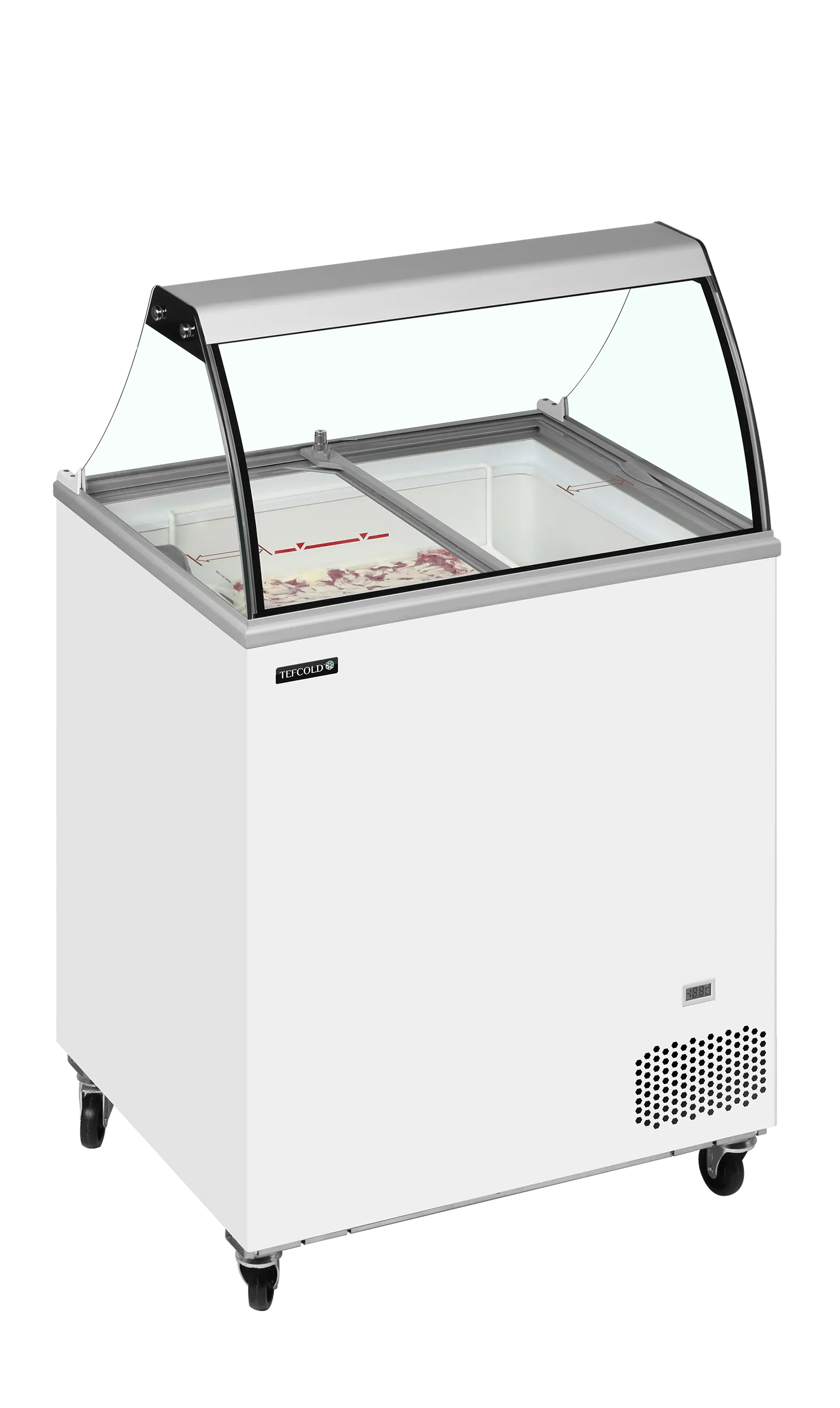 TEFCOLD IC202SC-SO Glassfrys 191 L, sedd rakt framifrån mot vit bakgrund