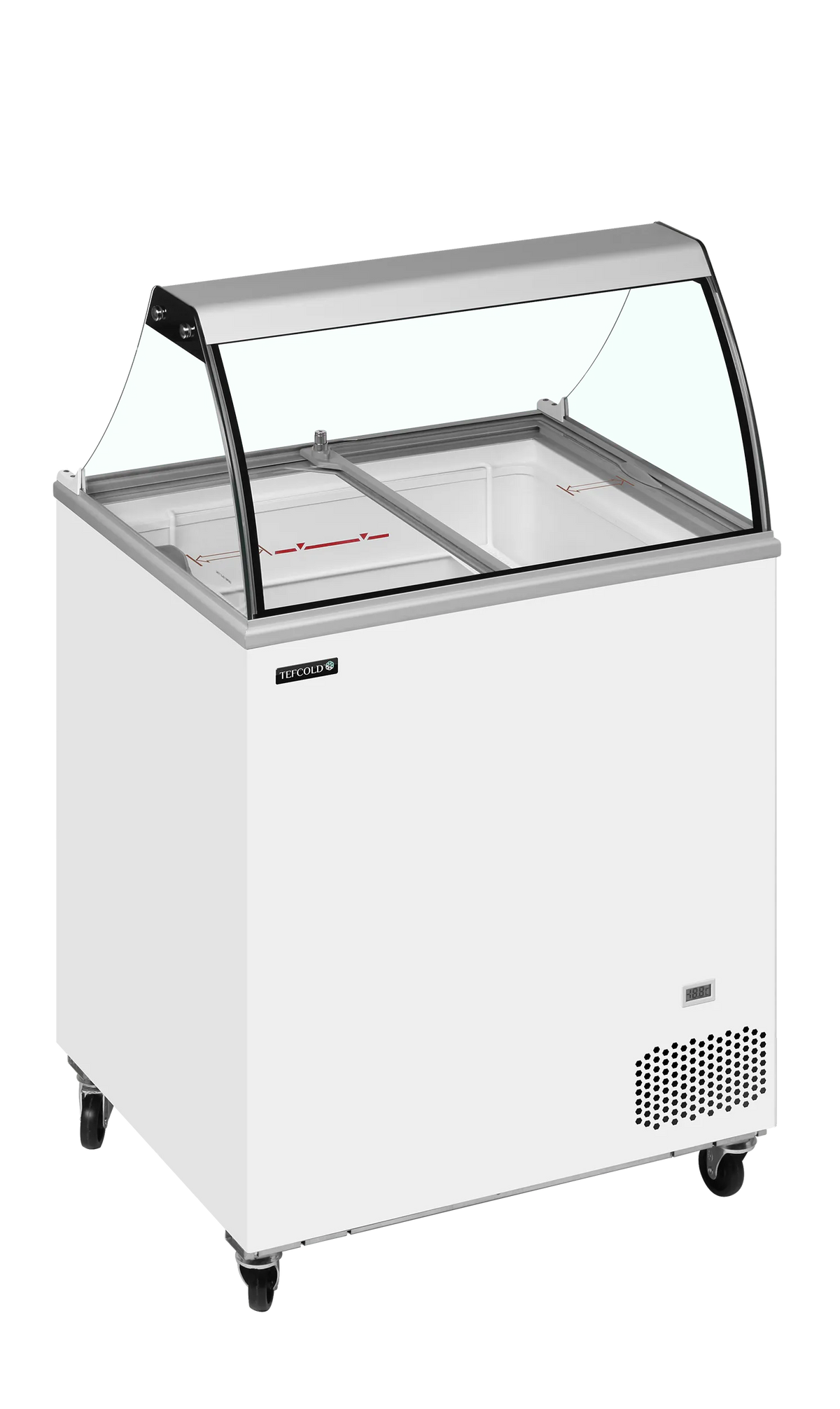 TEFCOLD IC202SC-SO Glassfrys 191 L, sedd från sidan mot vit bakgrund