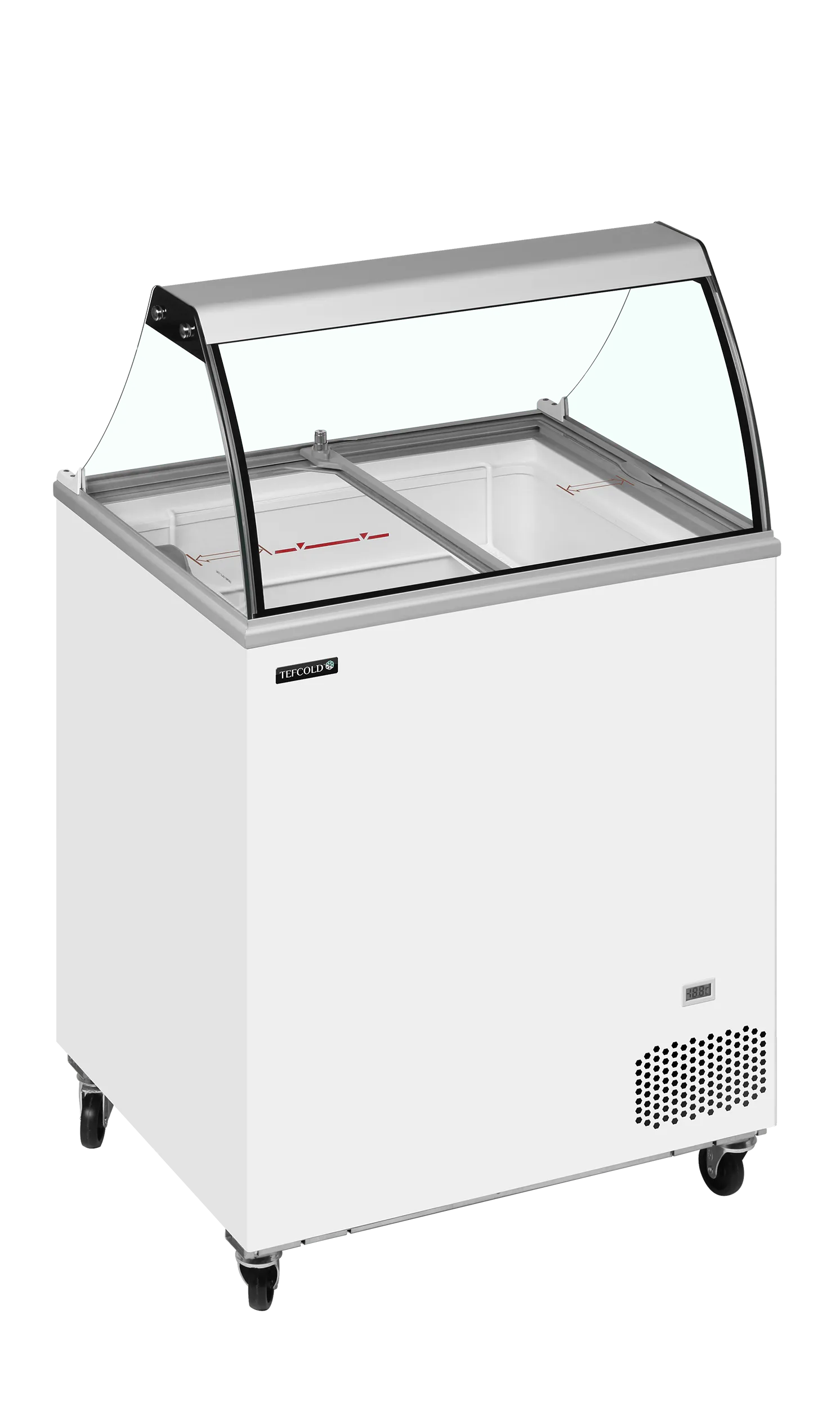 TEFCOLD IC202SC-SO Glassfrys 191 L, sedd från sidan mot vit bakgrund