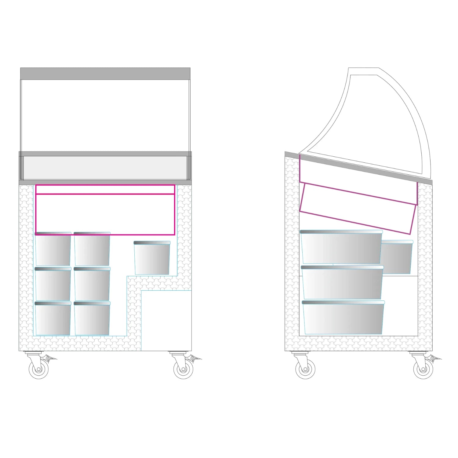 TEFCOLD IC202SCE-SO Glassfrys 176 L, sedd i tre kvarts vinkel mot vit bakgrund
