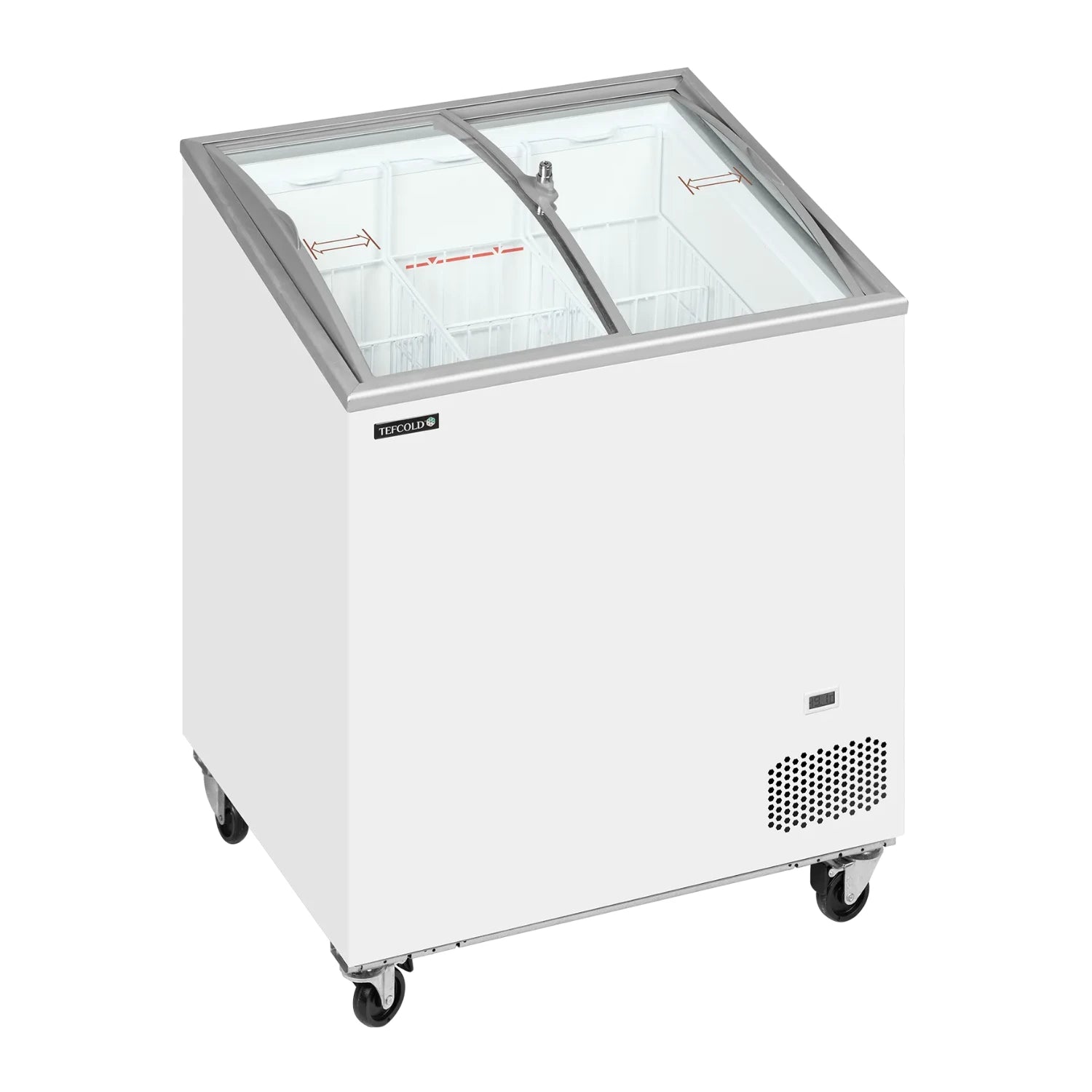 TEFCOLD IC202SCEB Frysbox 176 L, sedd rakt framifrån mot vit bakgrund