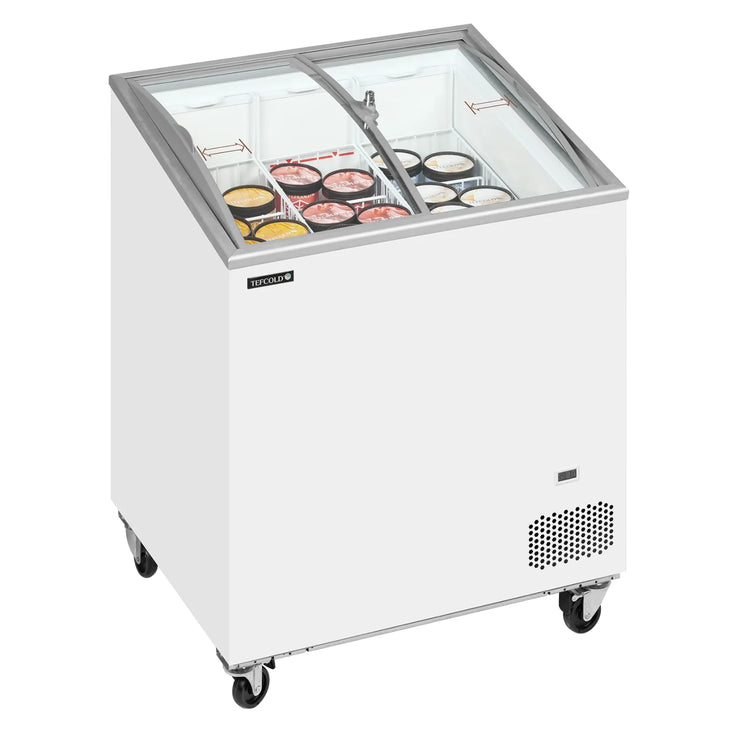 TEFCOLD IC202SCEB Frysbox 176 L, sedd från sidan mot vit bakgrund