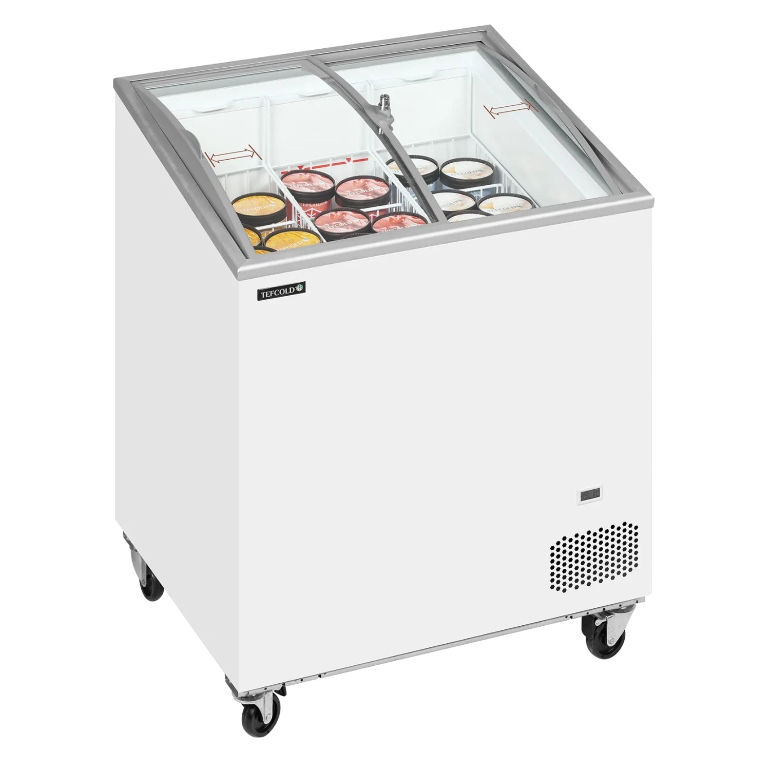 TEFCOLD IC202SCEB Frysbox 176 L, sedd från sidan mot vit bakgrund