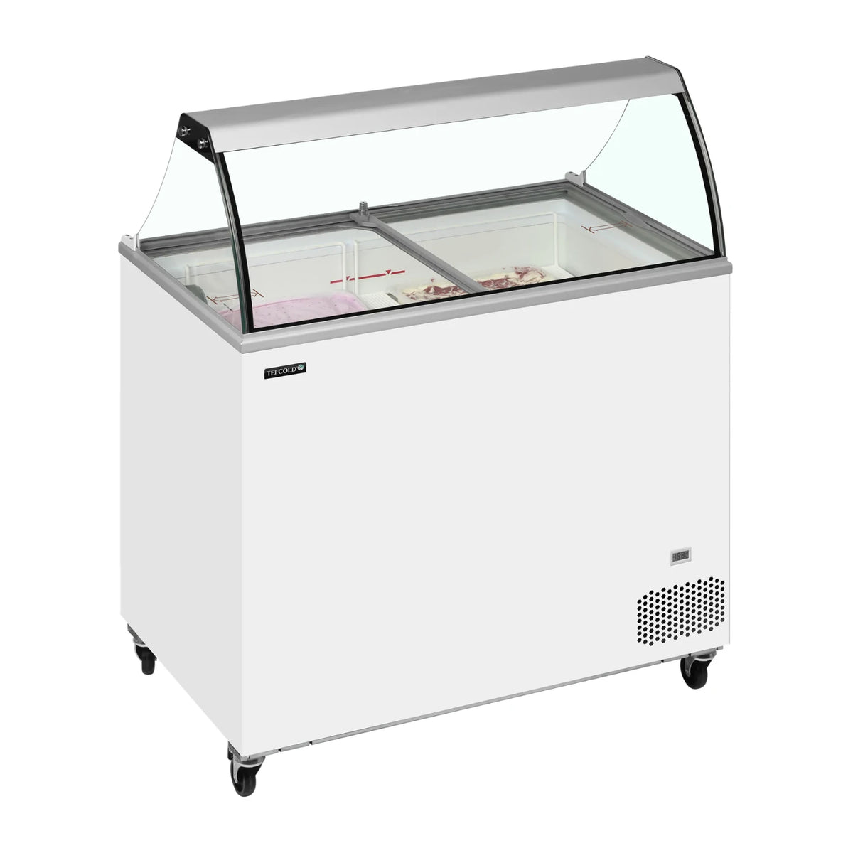 TEFCOLD IC302SC-SO Glassfrys 296 L, sedd rakt framifrån mot vit bakgrund