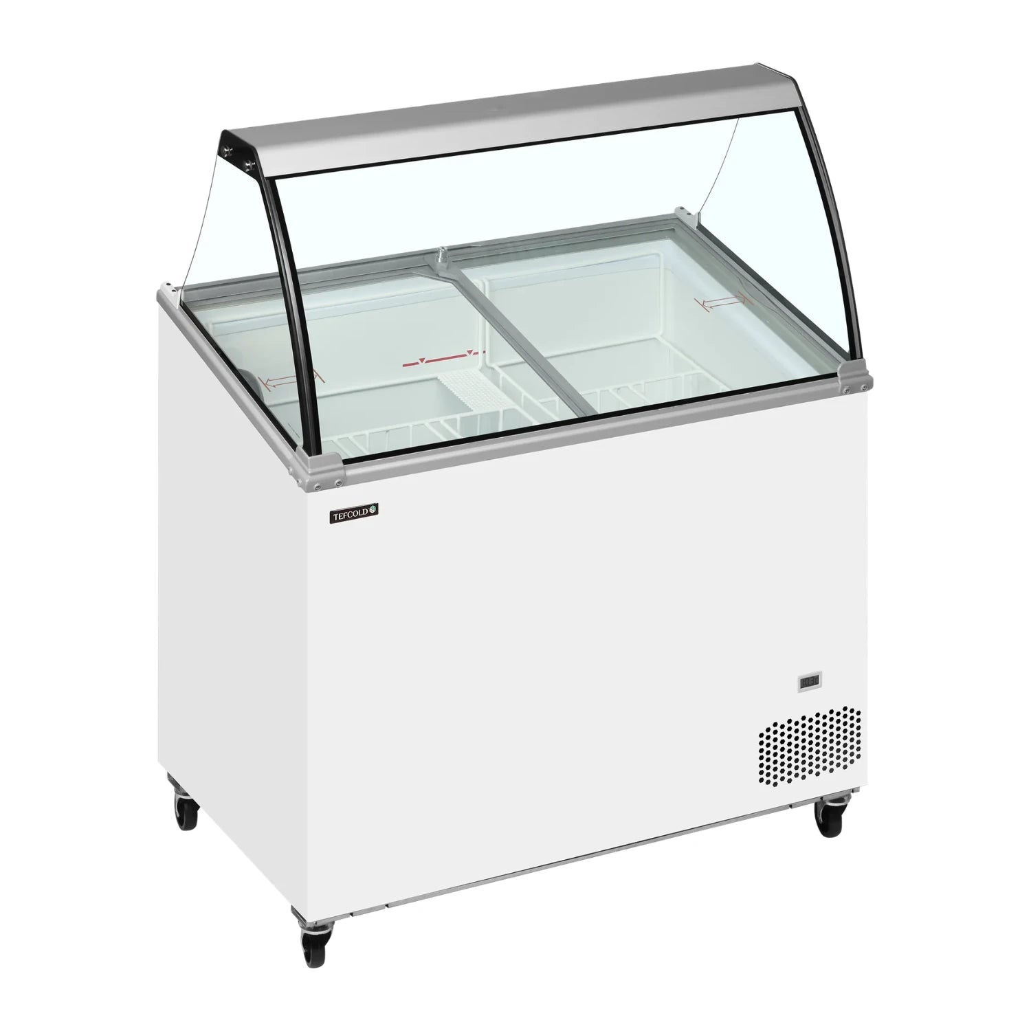 TEFCOLD IC302SCE-SO Glassfrys 264 L, sedd rakt framifrån mot vit bakgrund