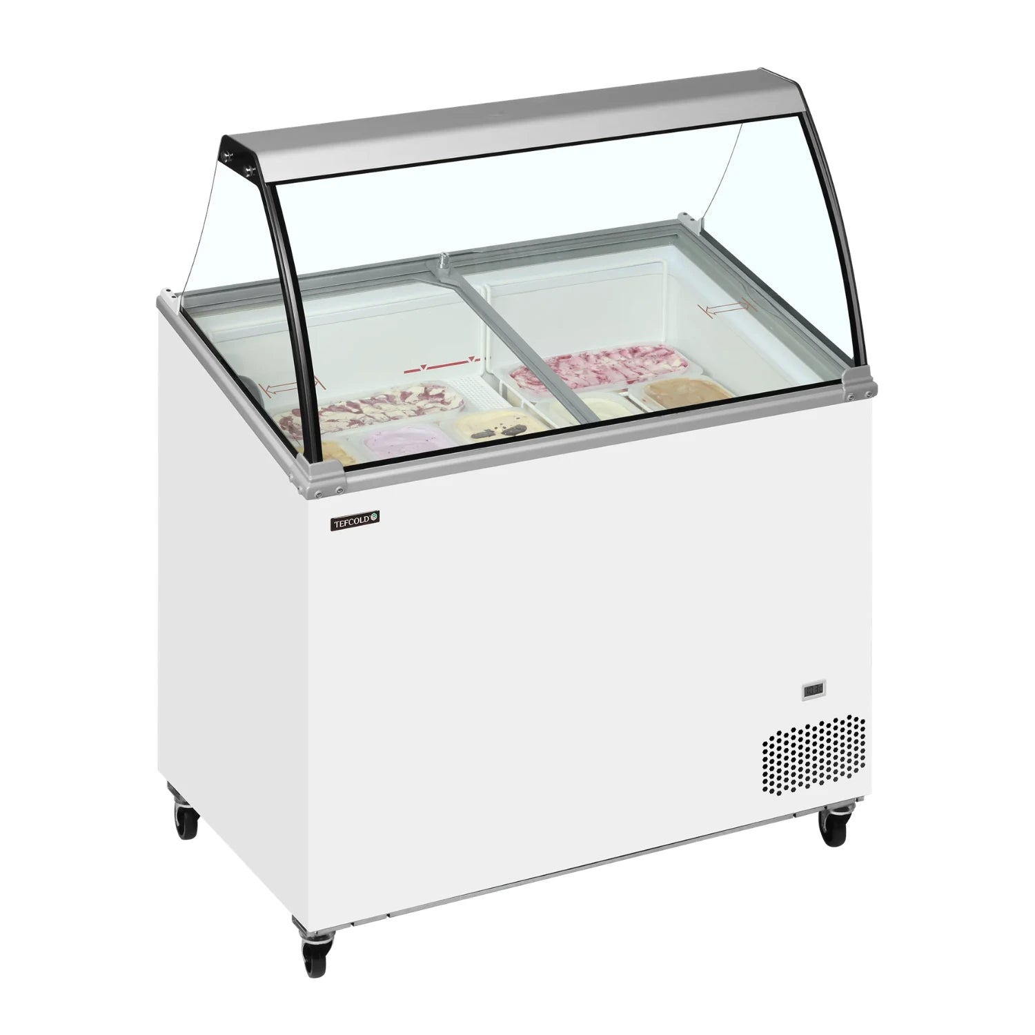 TEFCOLD IC302SCE-SO Glassfrys 264 L, sedd från sidan mot vit bakgrund
