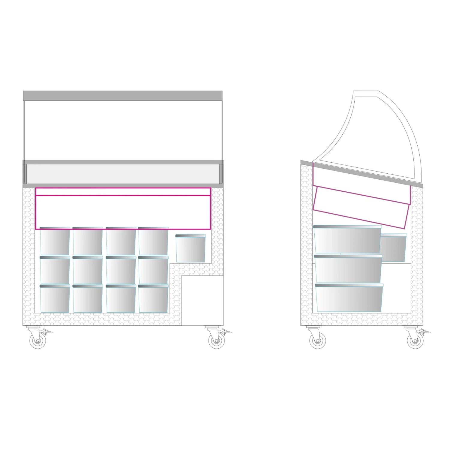 TEFCOLD IC302SCE-SO Glassfrys 264 L, sedd i tre kvarts vinkel mot vit bakgrund