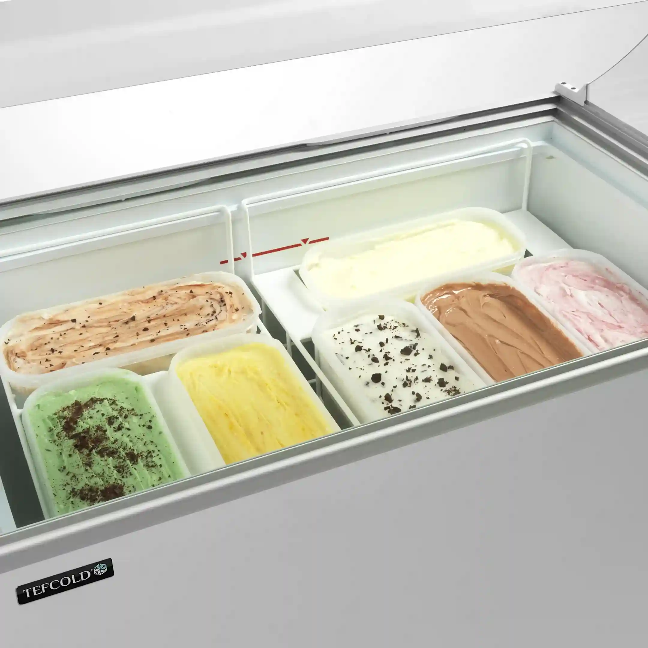 TEFCOLD IC302SCE-SO Glassfrys 264 L, närbild på kant eller ram runt dörren