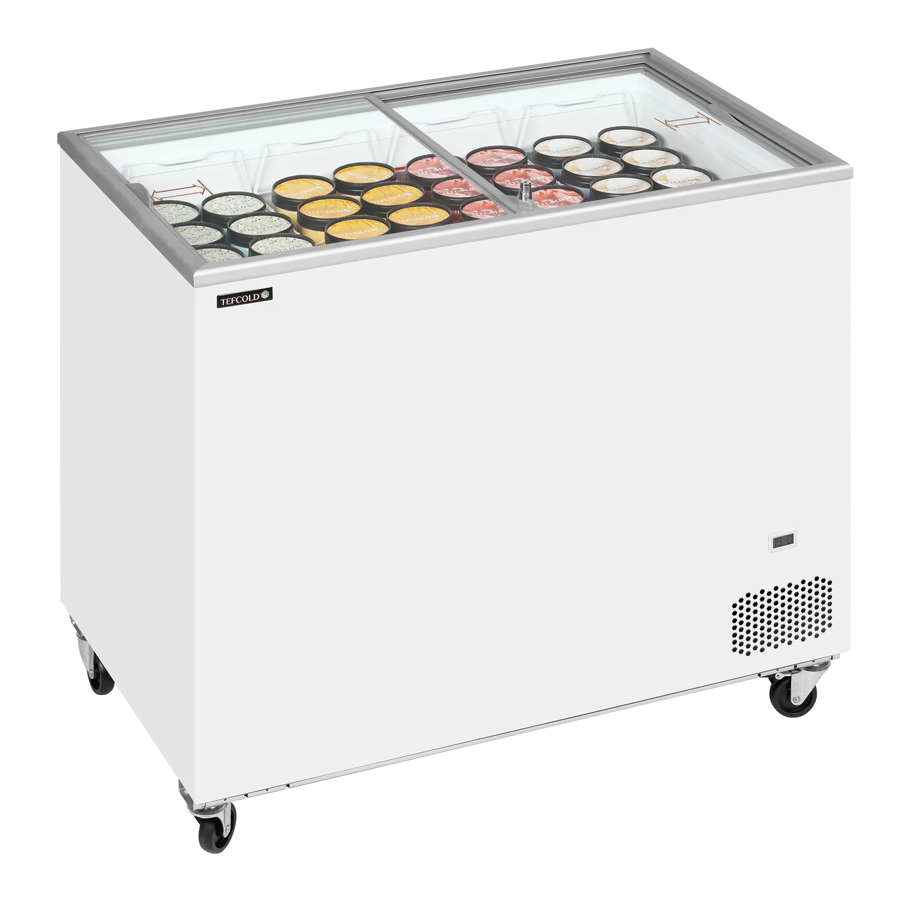 TEFCOLD IC302SC Frysbox 296 L, sedd från sidan mot vit bakgrund