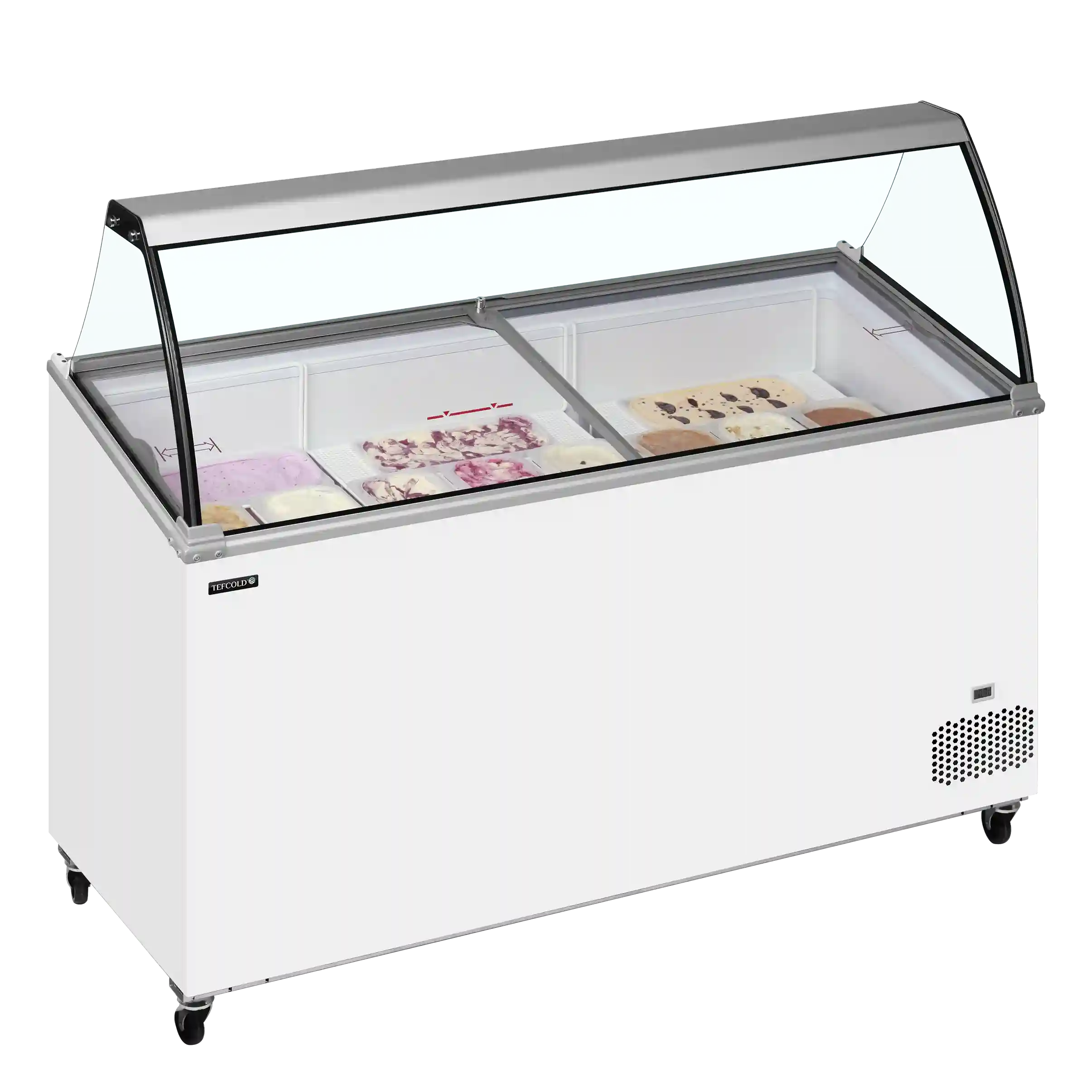 TEFCOLD IC502SCE-SO Glassfrys 427 L, sedd rakt framifrån mot vit bakgrund
