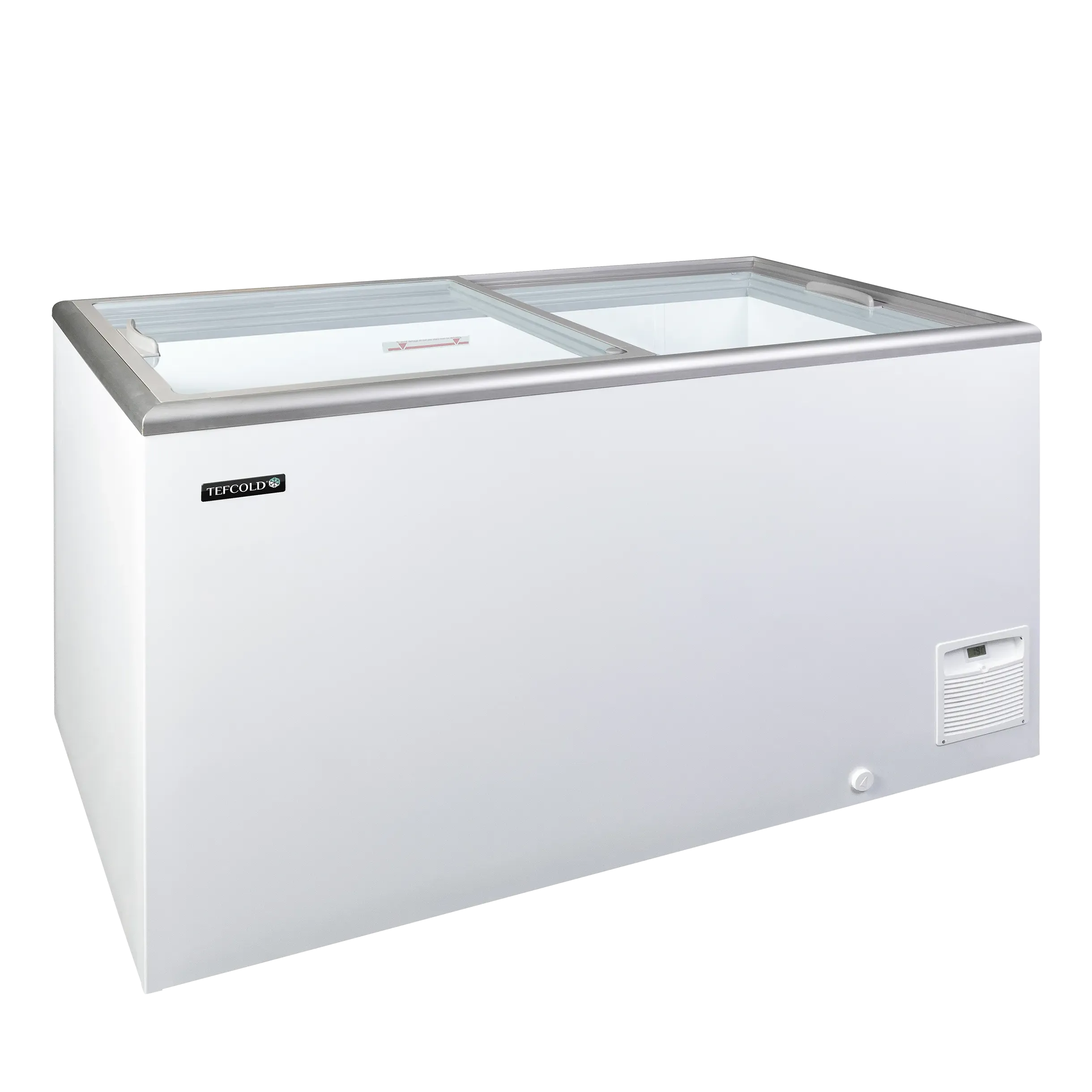TEFCOLD IDA400-W1 Frysbox 426 L, sedd rakt framifrån mot vit bakgrund