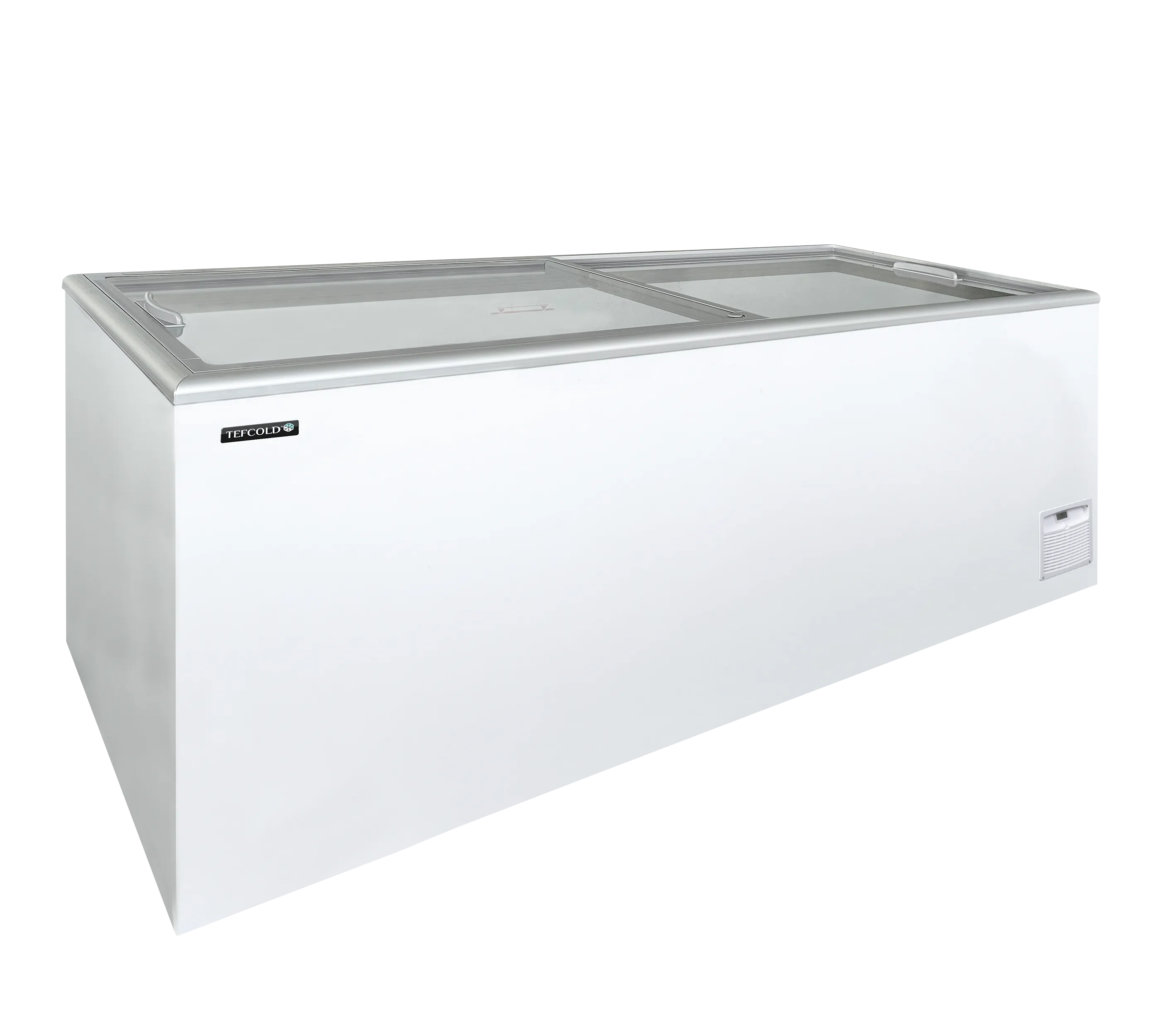 TEFCOLD IDA600-W1 Frysbox 602 L, sedd rakt framifrån mot vit bakgrund