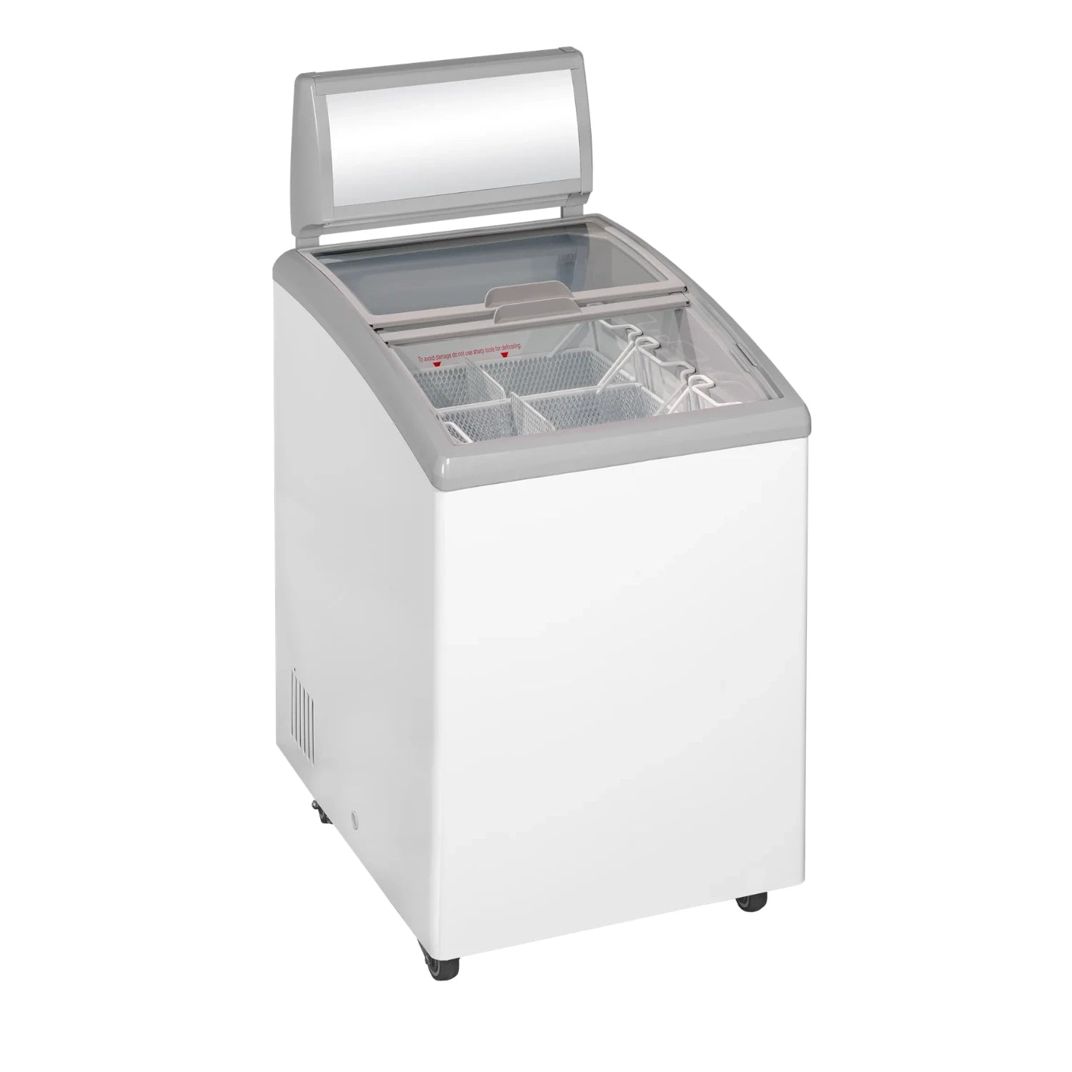 TEFCOLD IDC152C-W1 Frysbox 152 L, sedd från sidan mot vit bakgrund