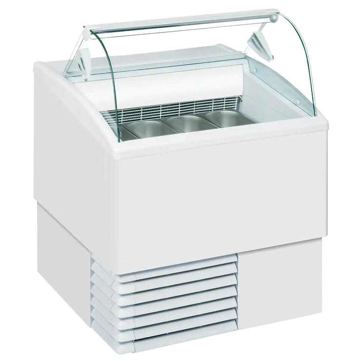 TEFCOLD ISETTA 4LX Glassdisk Statisk, sedd rakt framifrån mot vit bakgrund