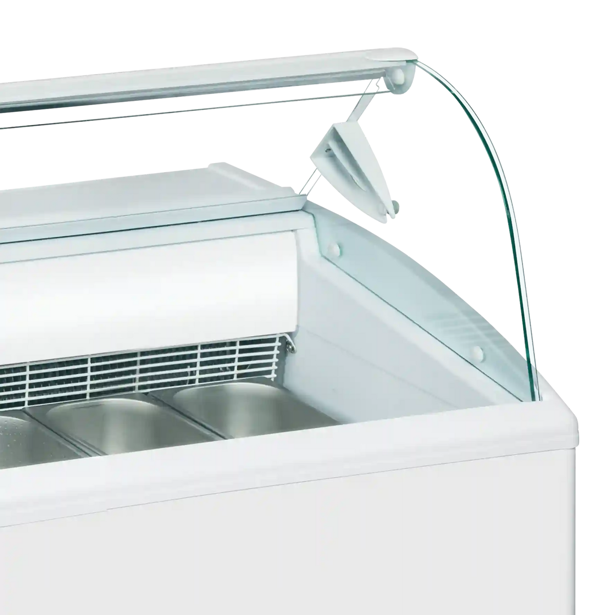 TEFCOLD ISETTA 4LX Glassdisk Statisk, närbild med fokus på lådor med glass