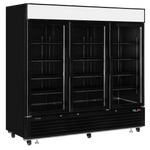 TEFCOLD LGC7500 displaykyl svart modell med tre glasdörrar och tomma hyllor