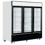 TEFCOLD LGC7500 displaykyl vit modell med tre glasdörrar och tomma hyllor