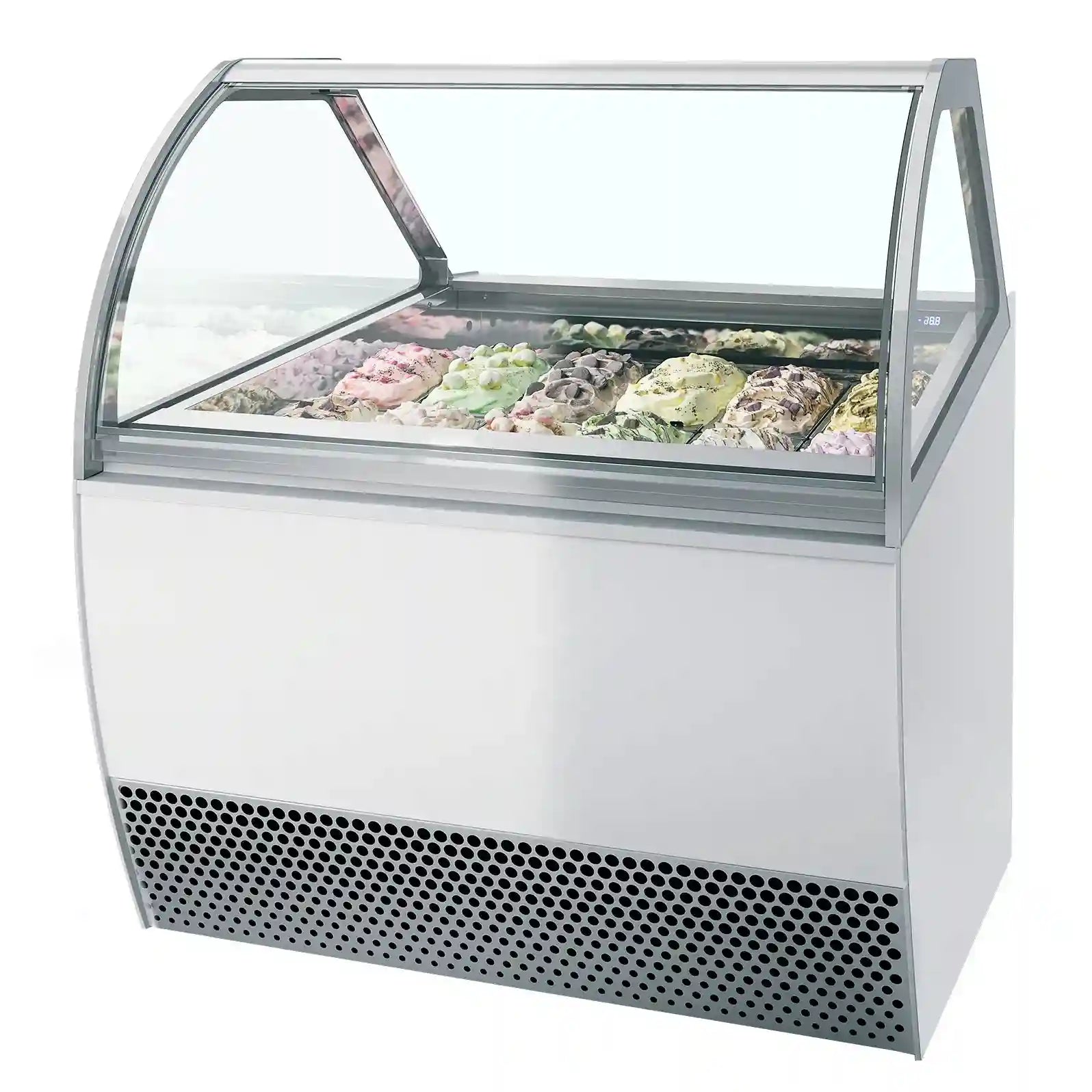 TEFCOLD MILLENNIUM LX12 Glassfrys 630 L, sedd rakt framifrån mot vit bakgrund