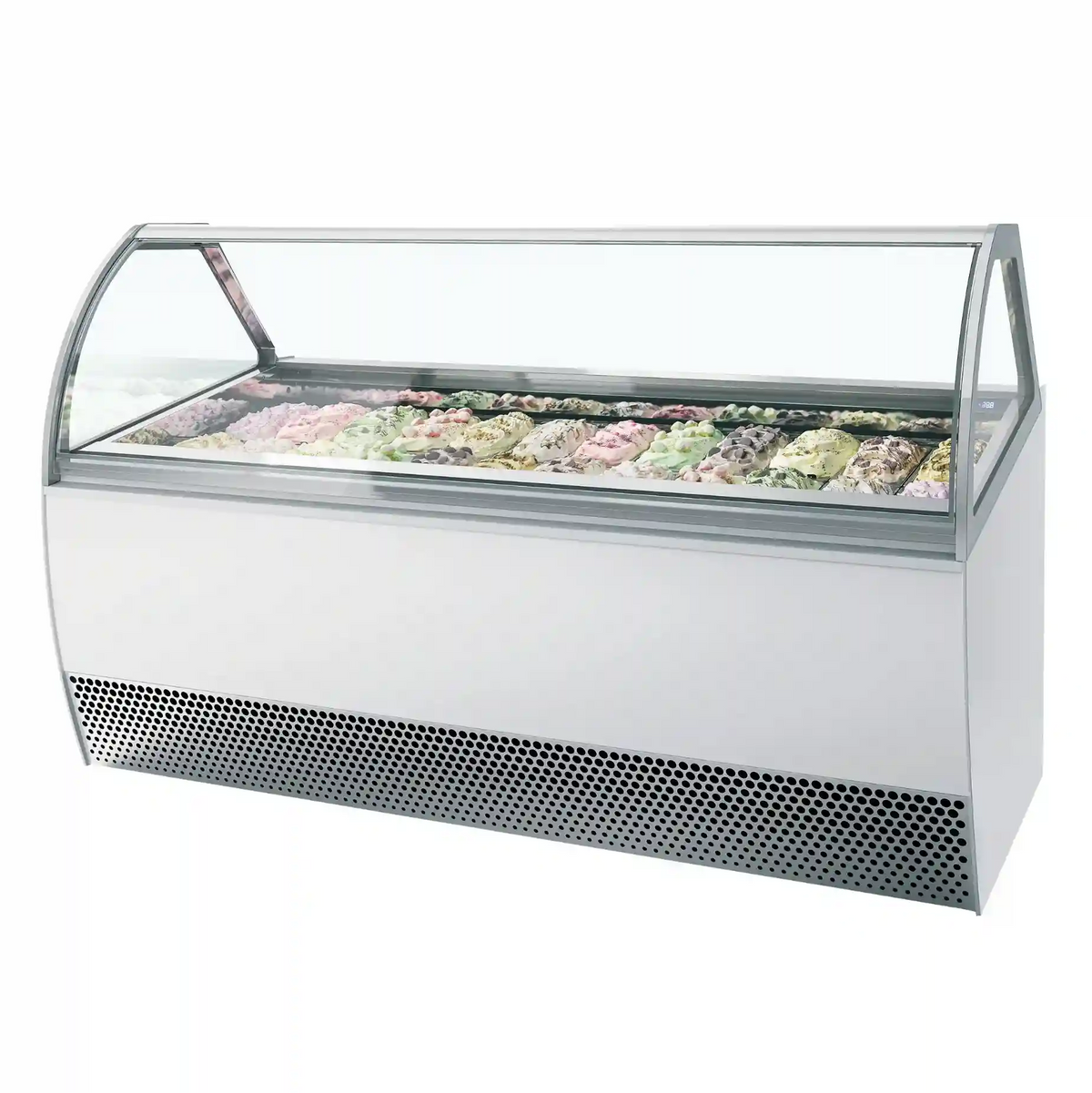 TEFCOLD MILLENNIUM LX24 Glassdisk 1300 L, sedd rakt framifrån mot vit bakgrund