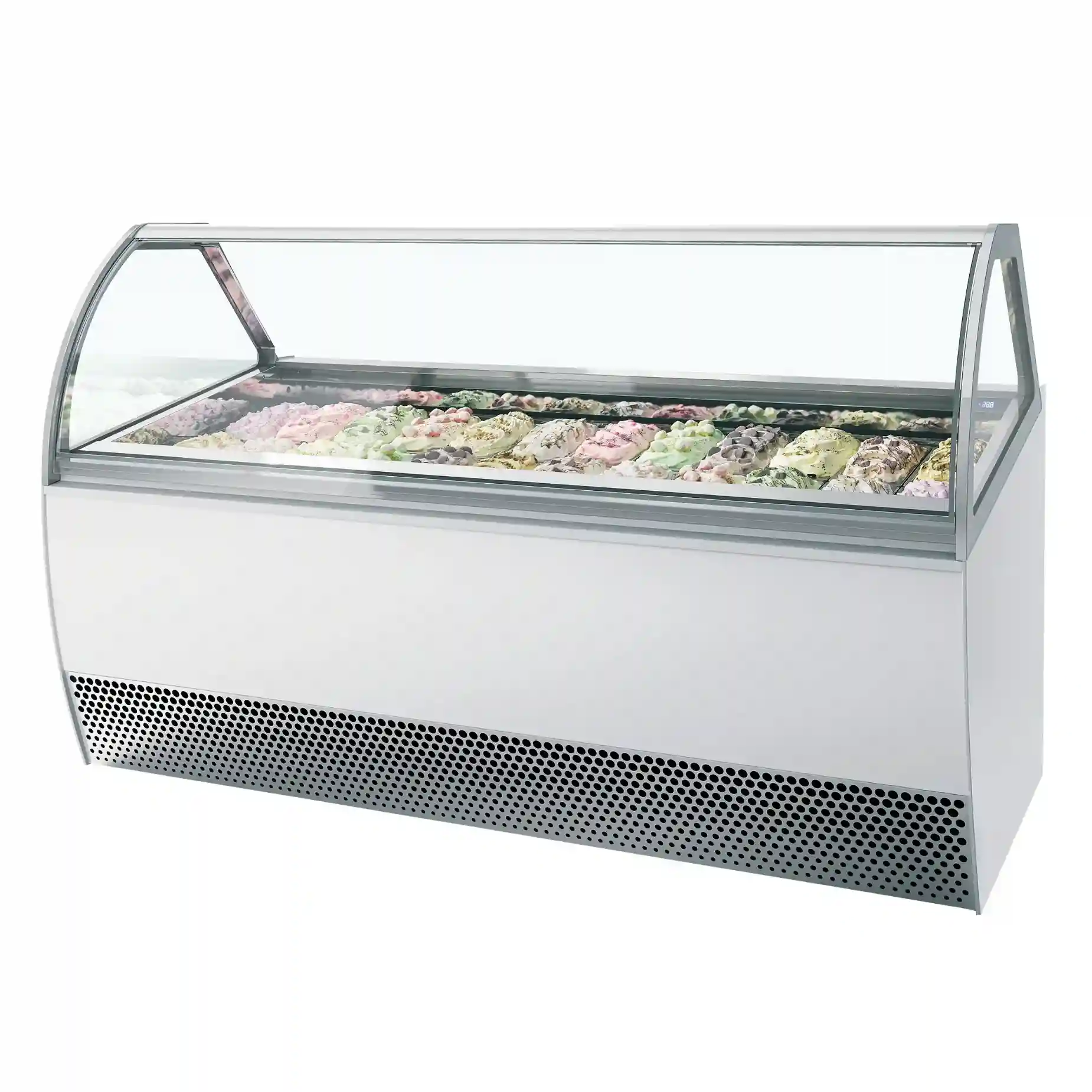 TEFCOLD MILLENNIUM LX24 Glassfrys 1300 L, sedd rakt framifrån mot vit bakgrund