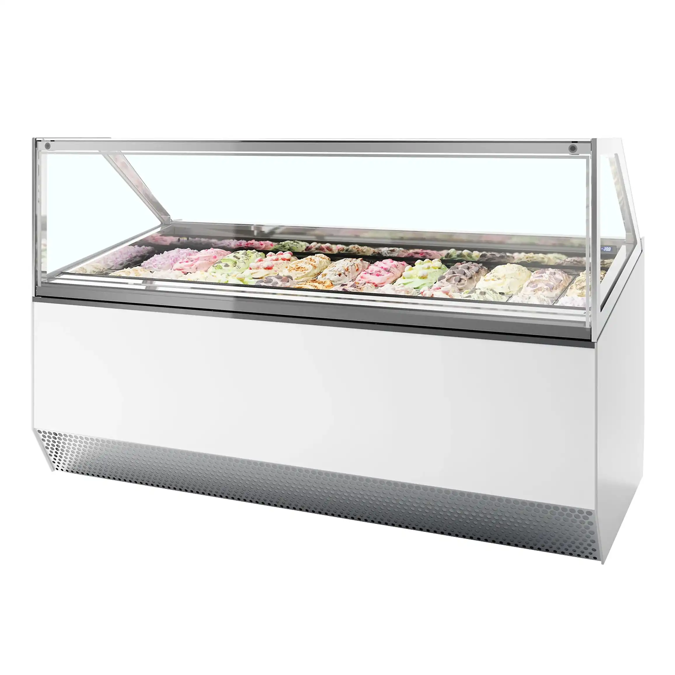 TEFCOLD MILLENNIUM ST24 Glassfrys 1300 L, sedd rakt framifrån mot vit bakgrund
