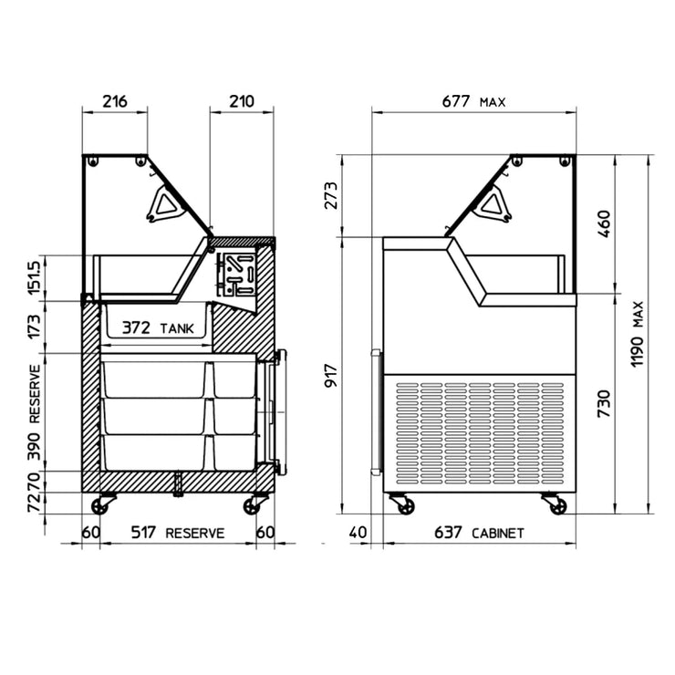 TEFCOLD MIRABELLA 7 Glassdisk 329 L, sedd diagonalt framifrån mot vit bakgrund