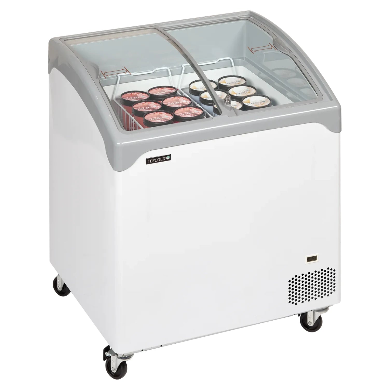 TEFCOLD NIC202SCEB Frysbox 185 L, sedd från sidan mot vit bakgrund