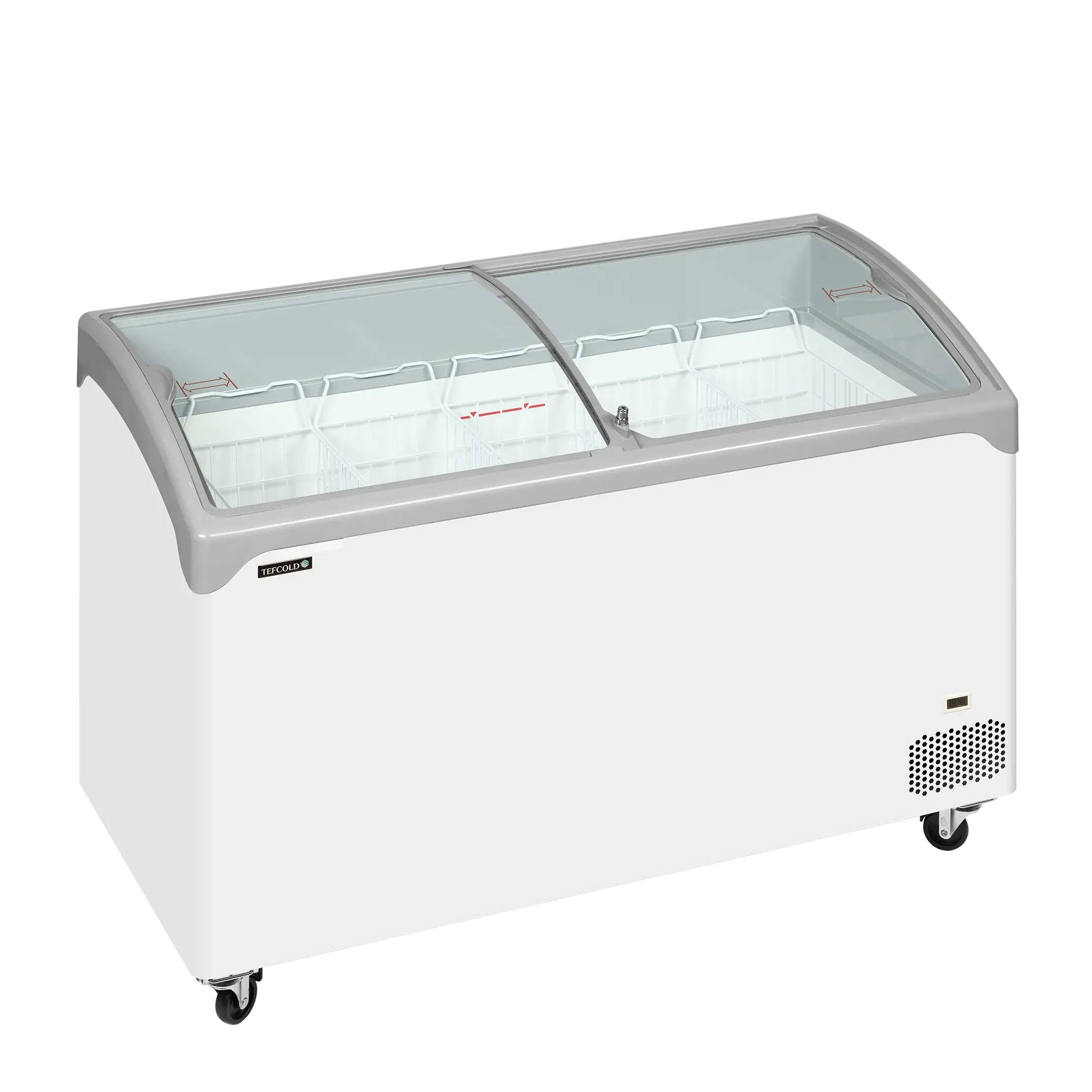TEFCOLD NIC402SCEB Frysbox 388 L, sedd rakt framifrån mot vit bakgrund