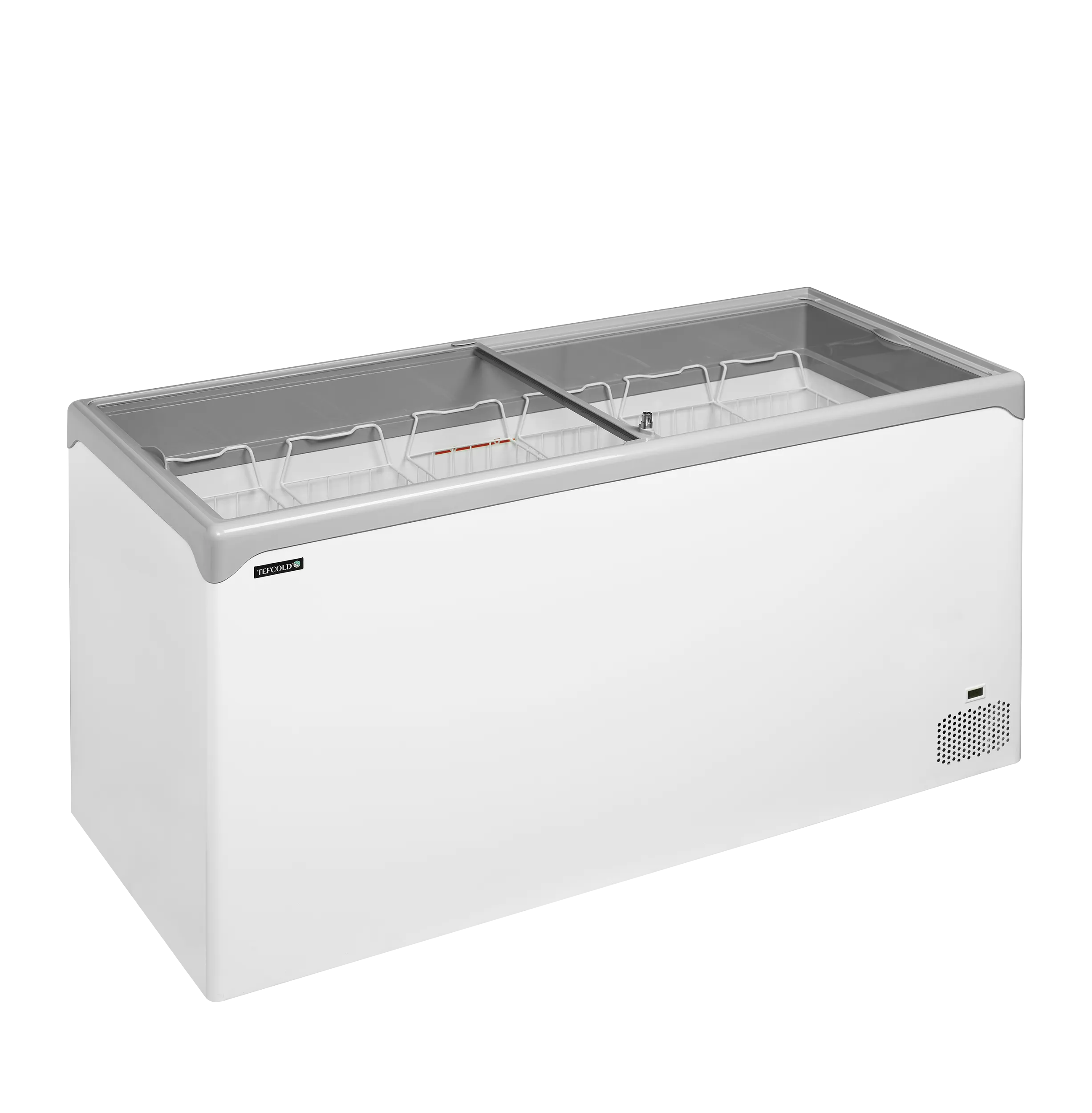 TEFCOLD NIC502SC Frysbox 478 L, sedd rakt framifrån mot vit bakgrund