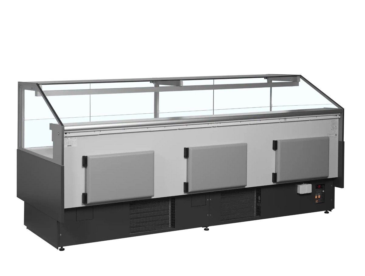 TEFCOLD SOCB25082 Kyldisk Ventilerad, invändig detaljvy av hyllor med kylda varor