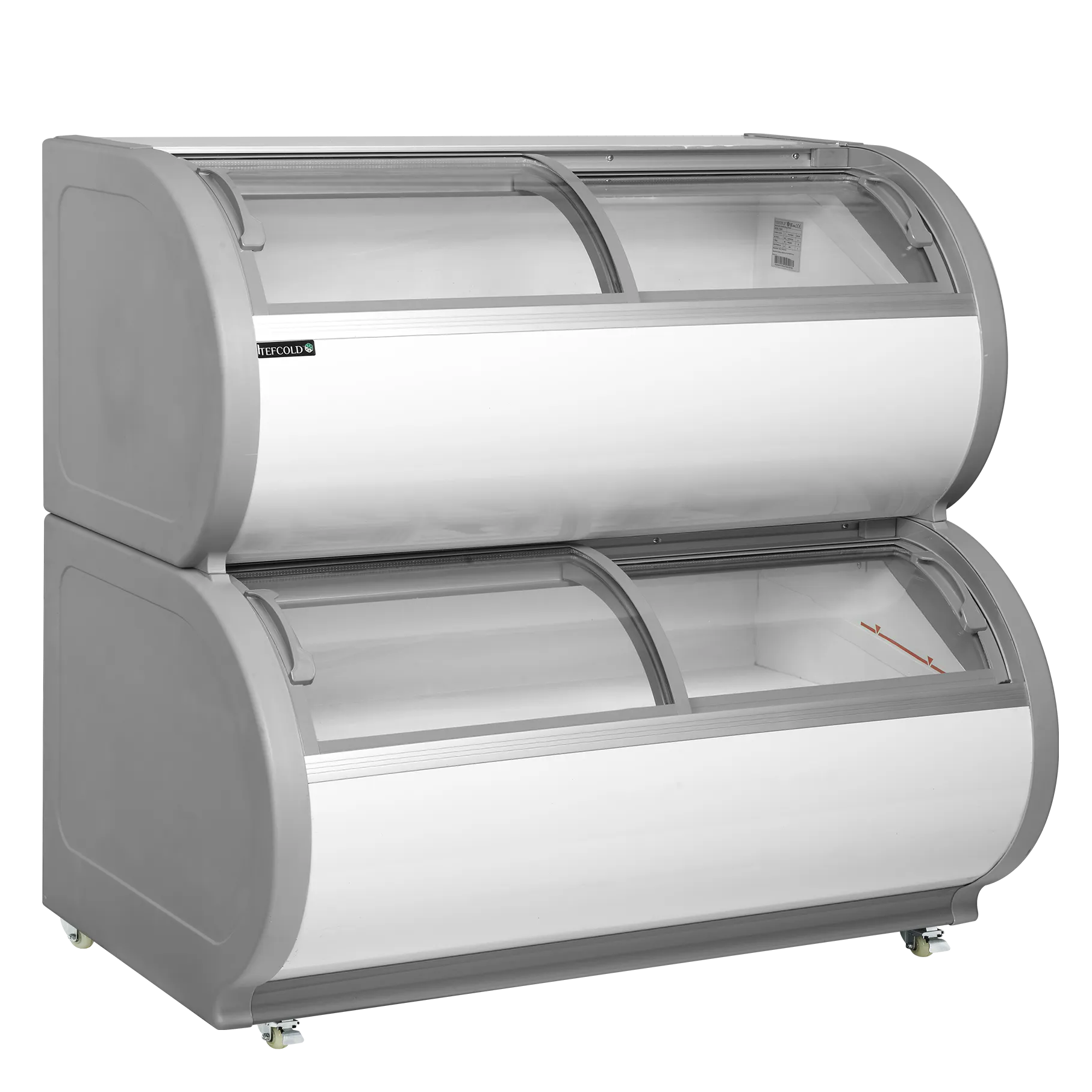 TEFCOLD TD500 Glassfrys 450 L, sedd rakt framifrån mot vit bakgrund