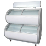 TEFCOLD TD500 Glassfrys 450 L, invändig detaljvy av lådor med glass