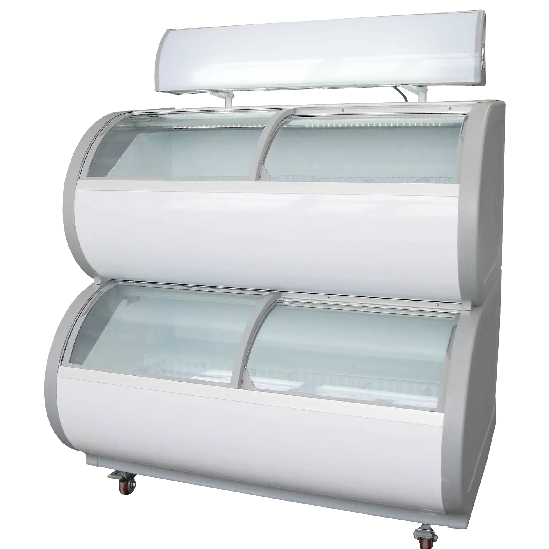 TEFCOLD TD500 Glassfrys 450 L, invändig detaljvy av lådor med glass