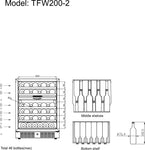TEFCOLD TFW200-2F Vinkyl 155 L, vinklad vy som visar produktens djup mot vit bakgrund