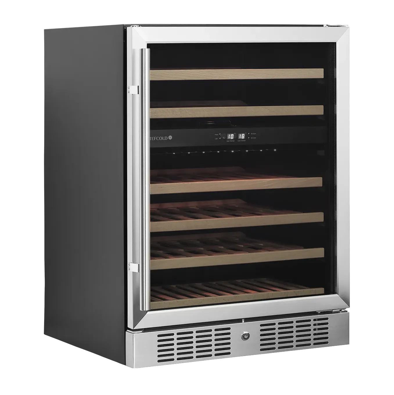 TEFCOLD TFW200-2S Vinkyl 155 L, sedd rakt framifrån mot vit bakgrund