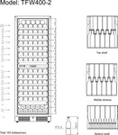 TEFCOLD TFW400-2F Vinkyl 416 L, vinklad vy som visar produktens djup mot vit bakgrund