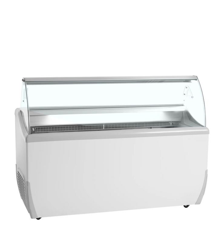 TEFCOLD UDRS9 Glassdisk 423 L, sedd från sidan mot vit bakgrund
